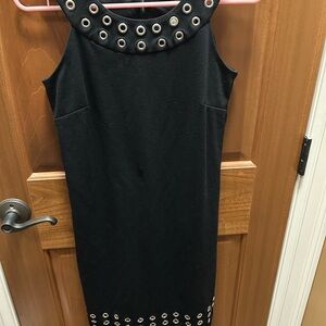 MICHAEL Michael Kors Black and Silver Halter Sheath Mini Dress